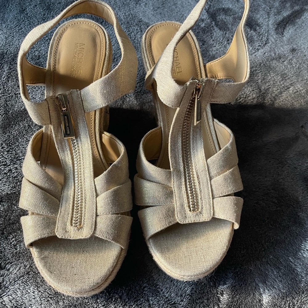Michael Kors wedges. Gold. New.